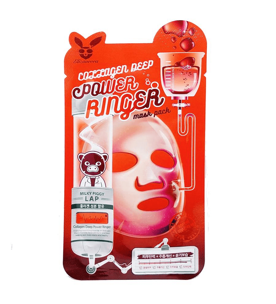 Тканевая маска для лица с Коллагеном Elizavecca COLLAGEN DEEP POWER Ringer mask pack